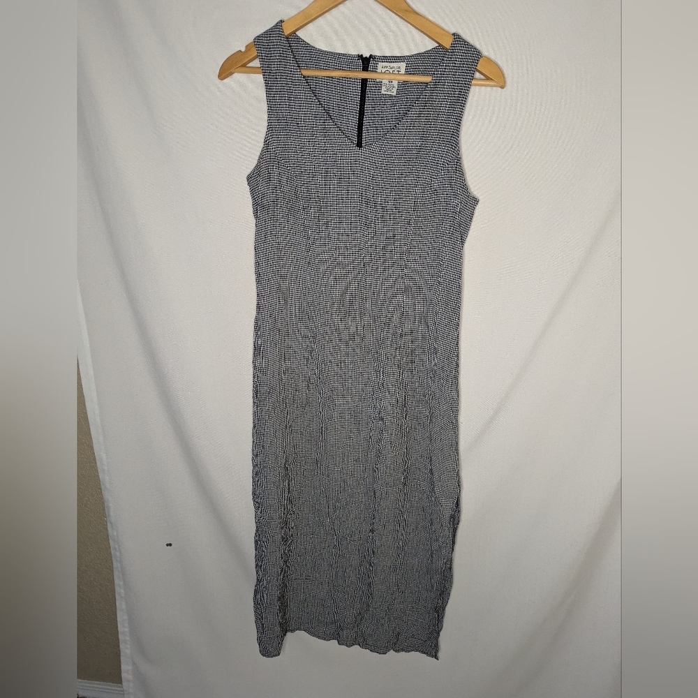 Ann Taylor Loft Black and‎ White Gingham Tank Midi Dress size 10P